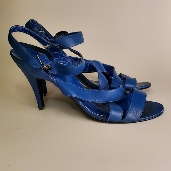 Vintage 70s Marc Alpert Blue Strappy Open Toe Disco Stiletto - Picture 4 of 14